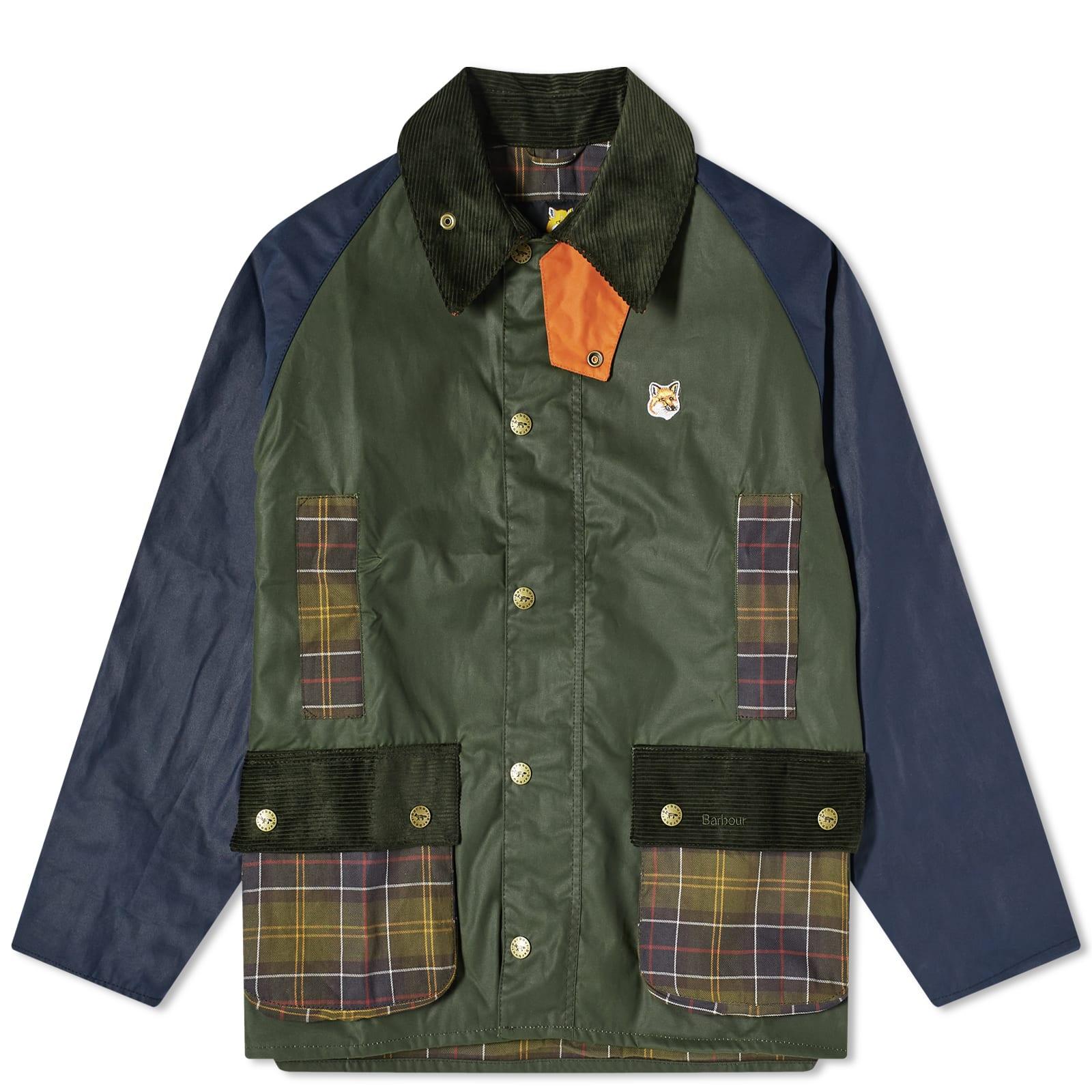 Barbour X Maison Kitsuné Beaufort Wax Jacket in Green for