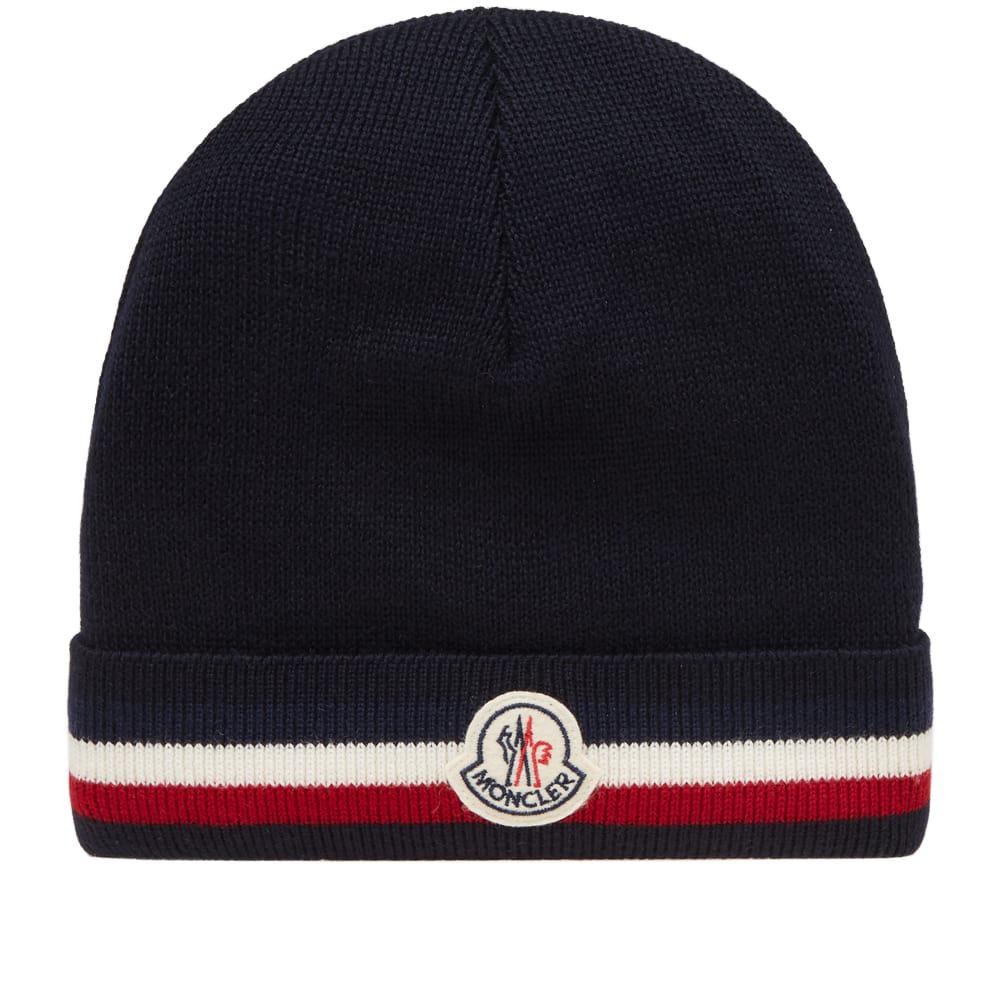 Moncler Wool Tri-colour Trim Beanie in 
