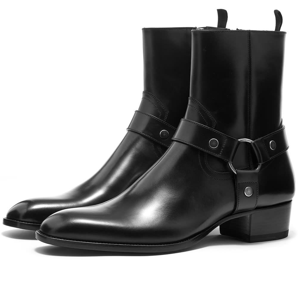 Saint Laurent Wyatt 40 Leather Harness Boot in Black for Men - Lyst