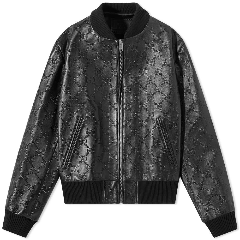 Gucci gg Embossed Leather Jacket in Black for Men Lyst