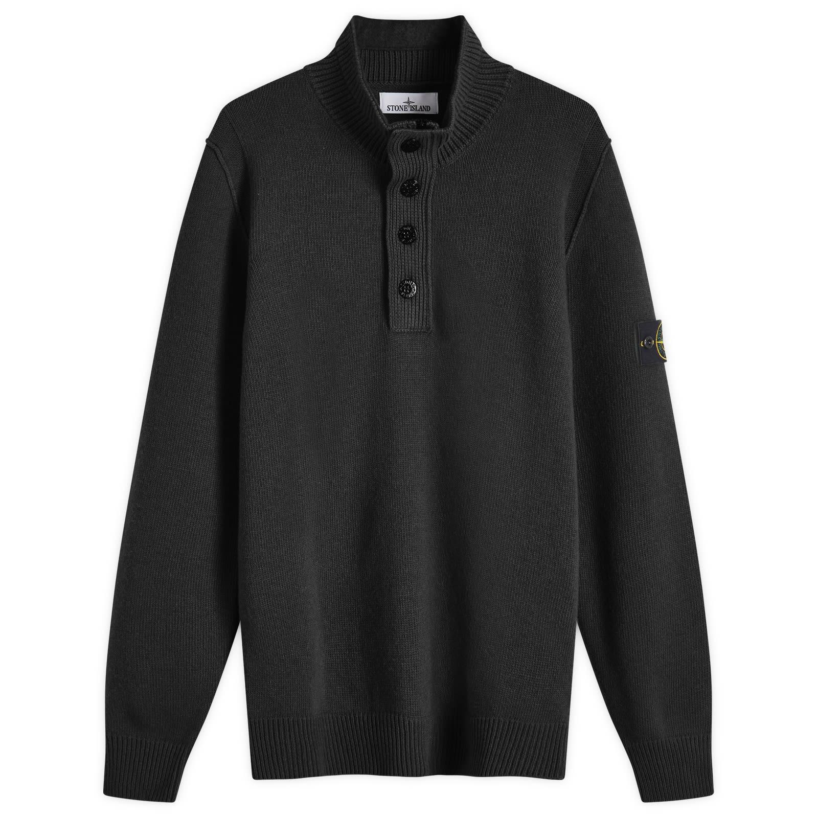 Stone Island Lambswool Quarter Button Knit in Black for Men Lyst UK