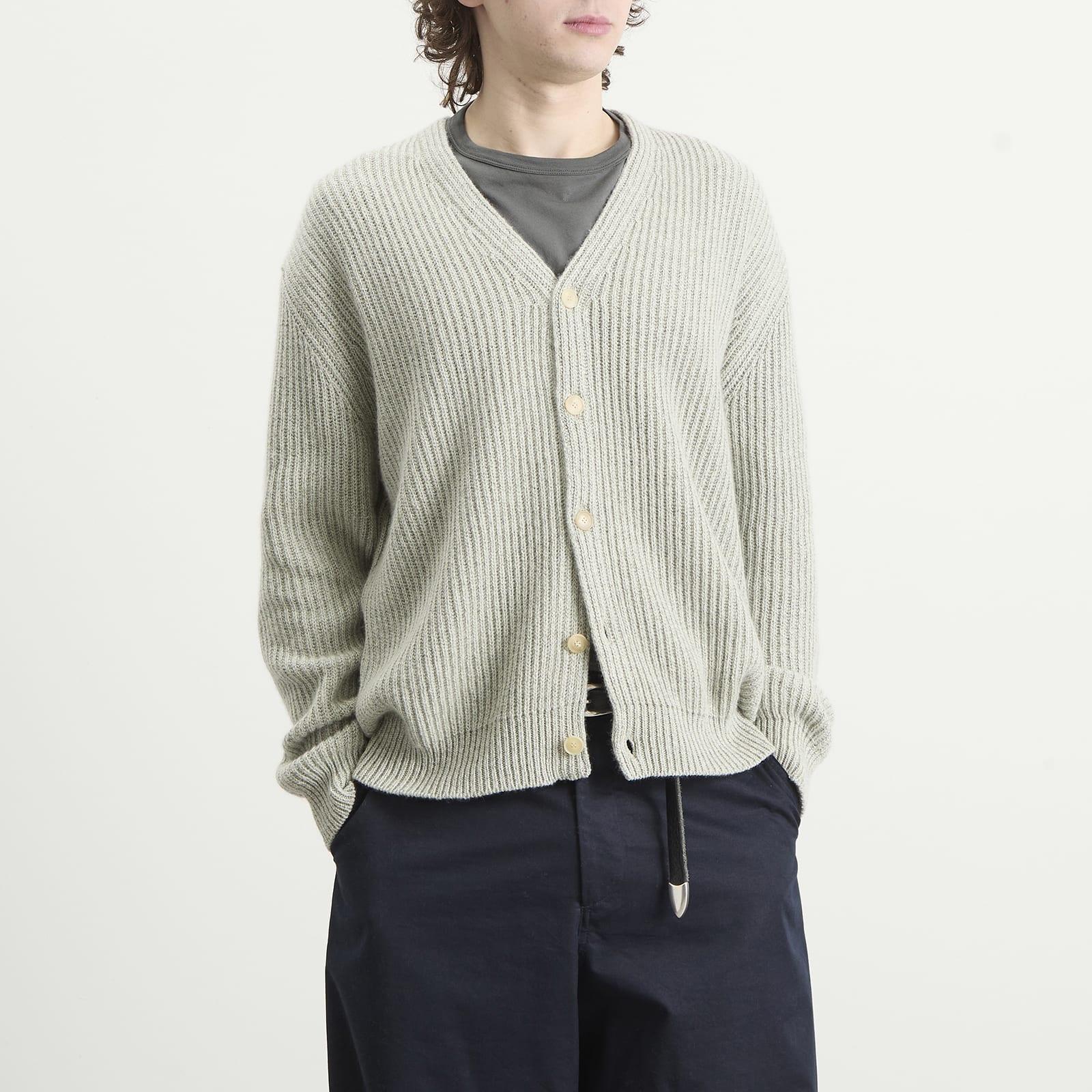 AURALEE Cashmere Silk Melange Knit Cardigan in Green for Men