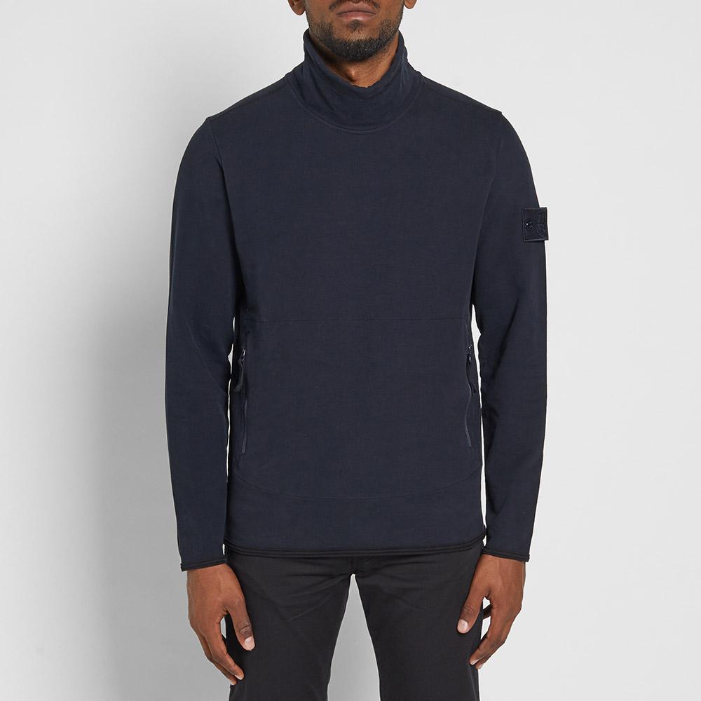 stone island mock neck garment dyed sweat