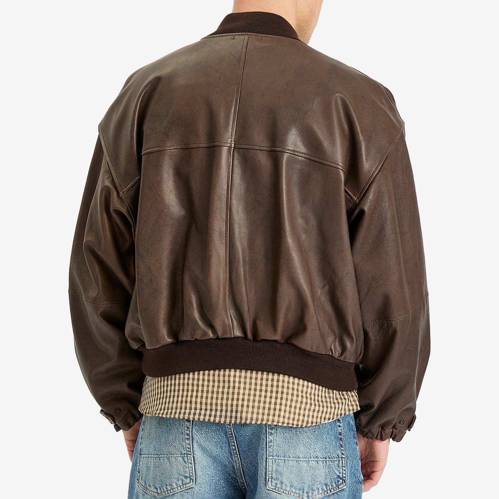 AURALEE Lamb Leather Flight Blouson in Brown for Men | Lyst
