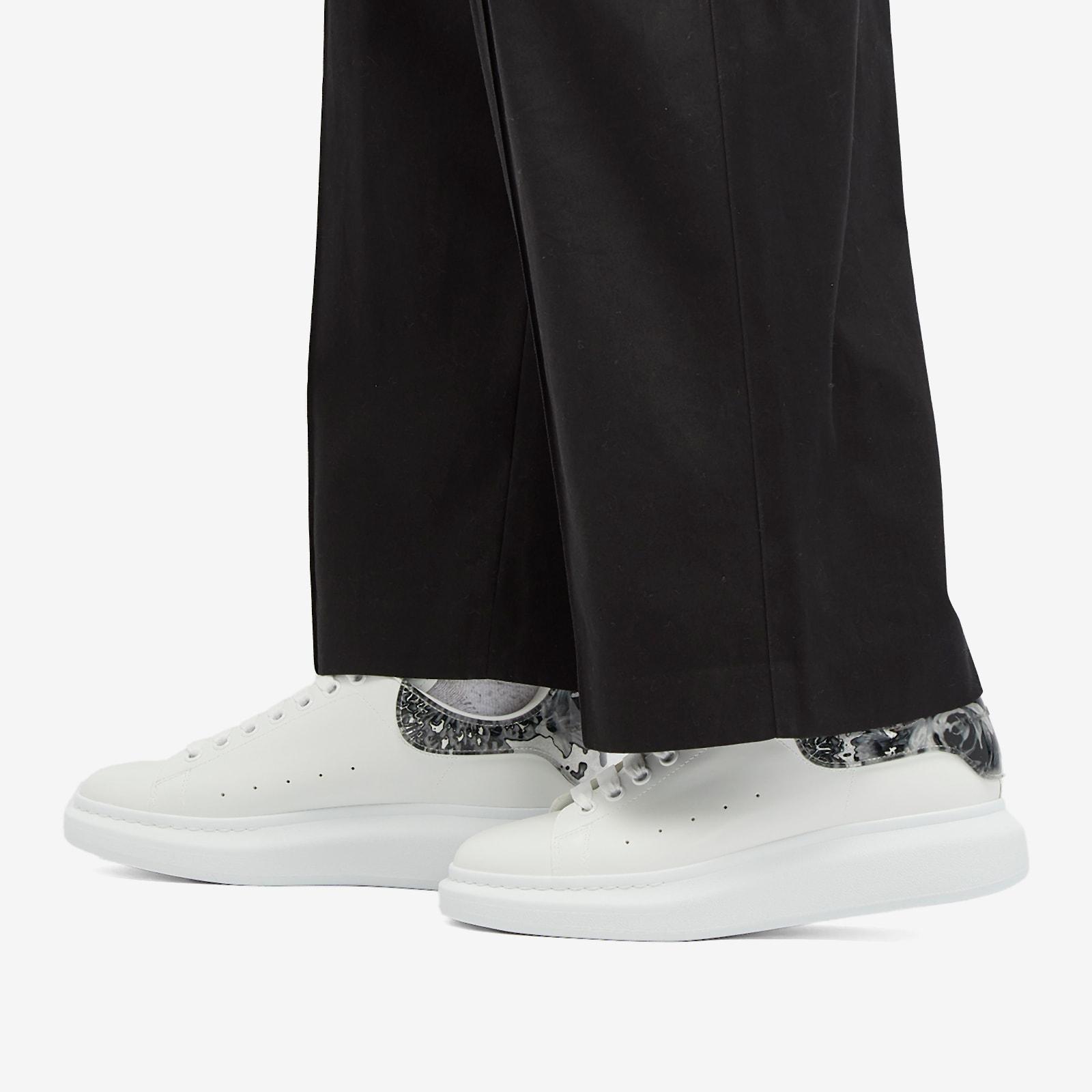 McQueen Metalic Flower Tab Oversized Sneaker in White for