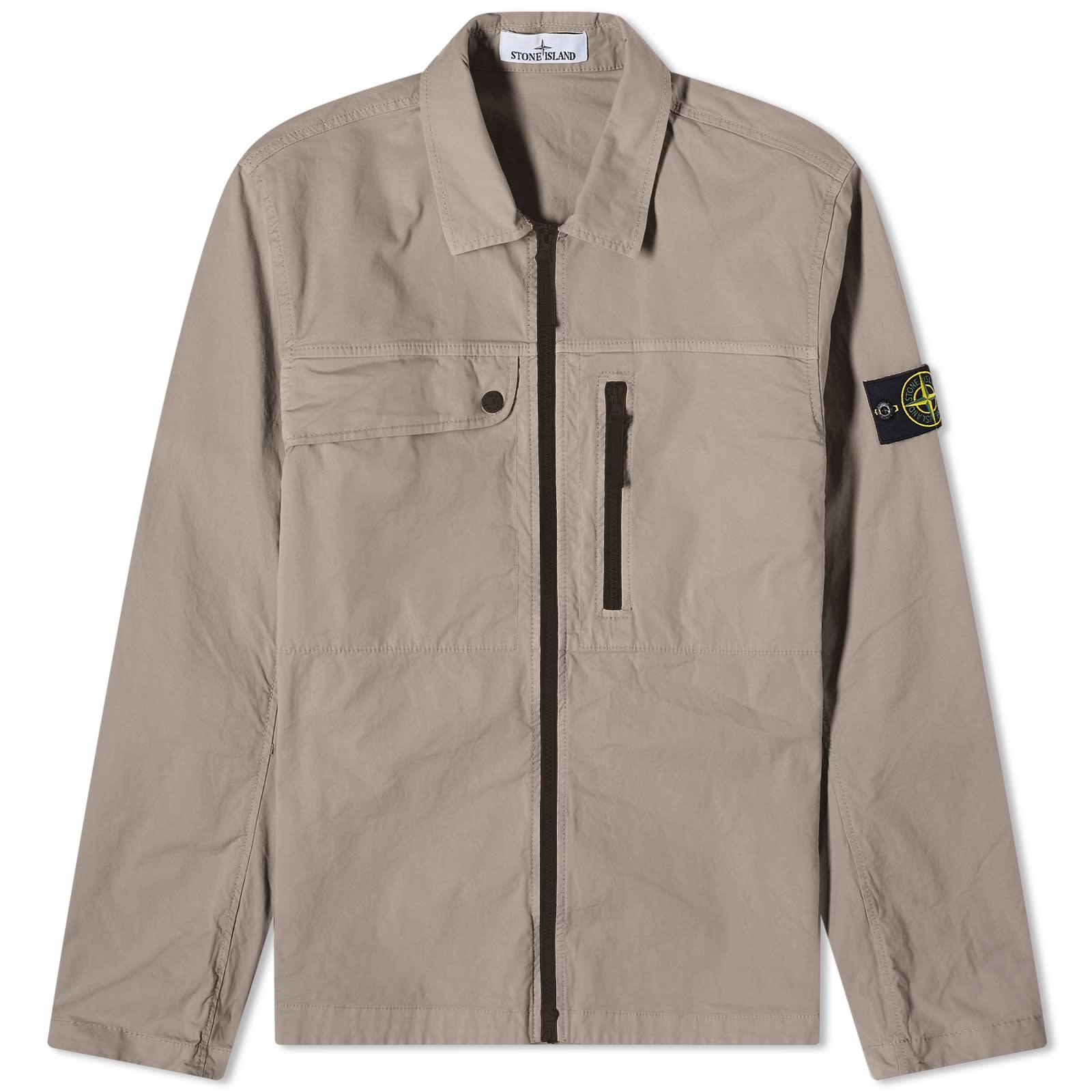 Stone Island Supima Cotton Twill Stretch Tc Zip Shirt Jacket in Grey for Men Lyst UK