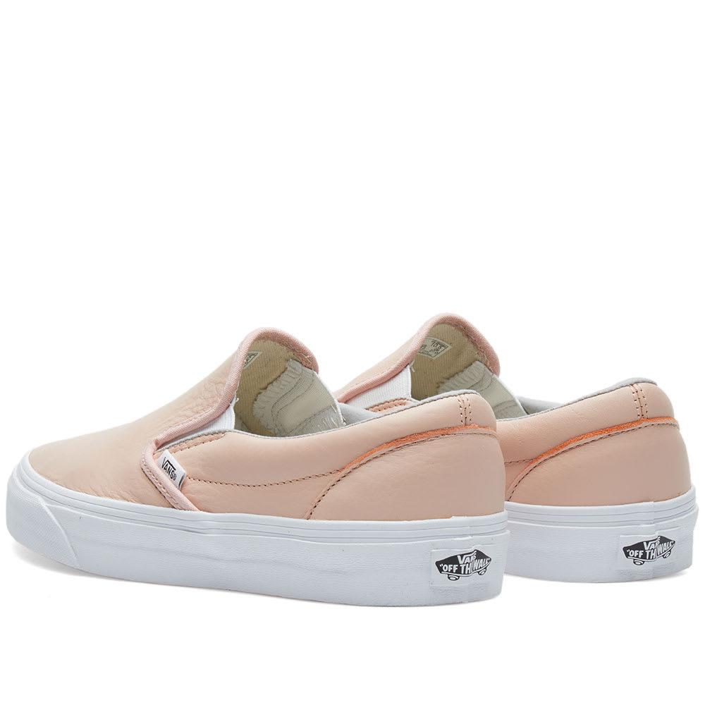 pink leather slip on vans