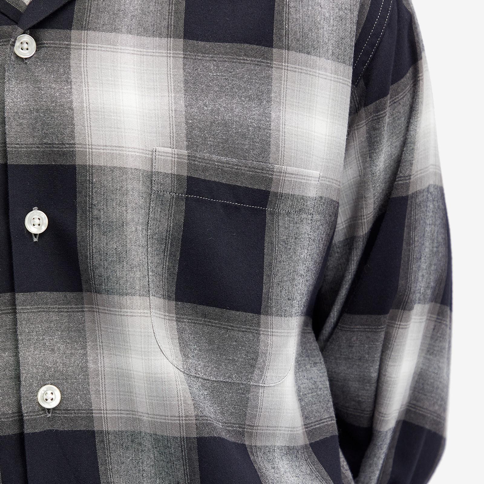 Wacko Maria Type-1 Ombre Check Open Collar Shirt in Gray for Men