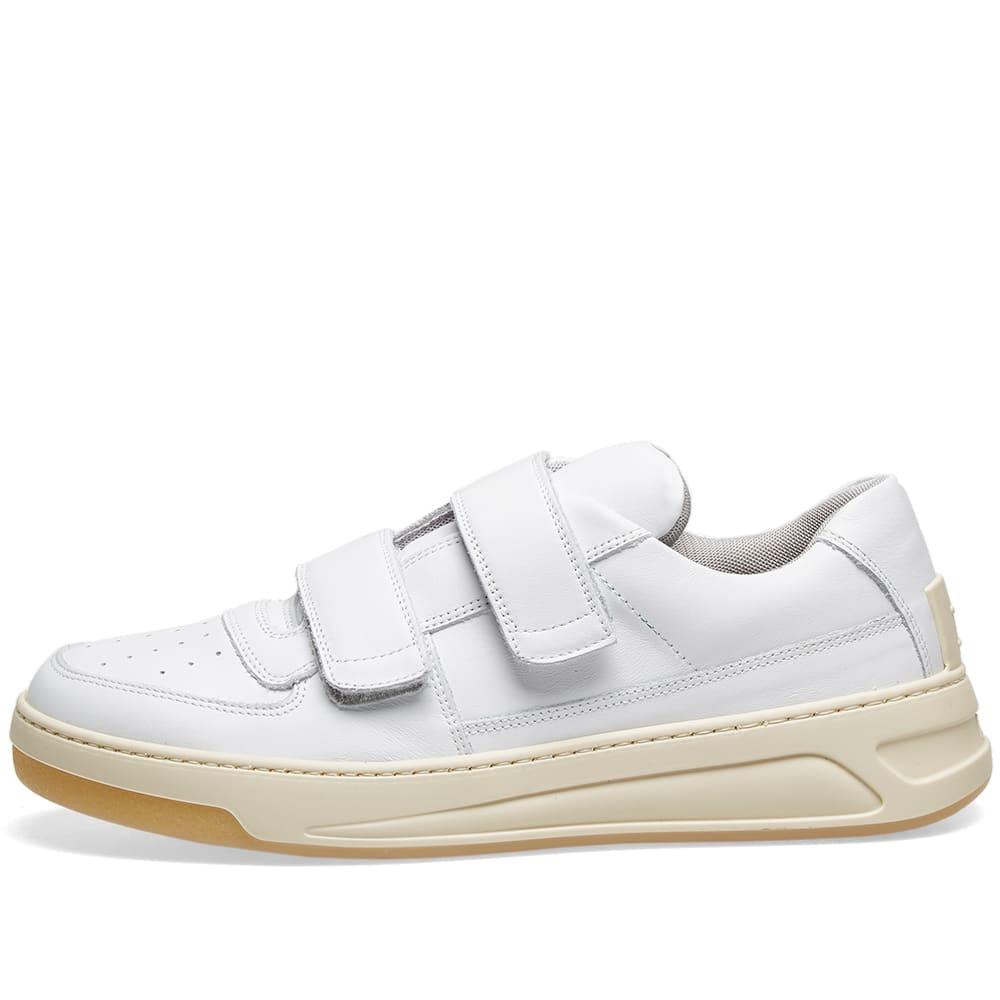 Acne Studios Face Patch Strap Leather Sneakers in White for Men - Lyst