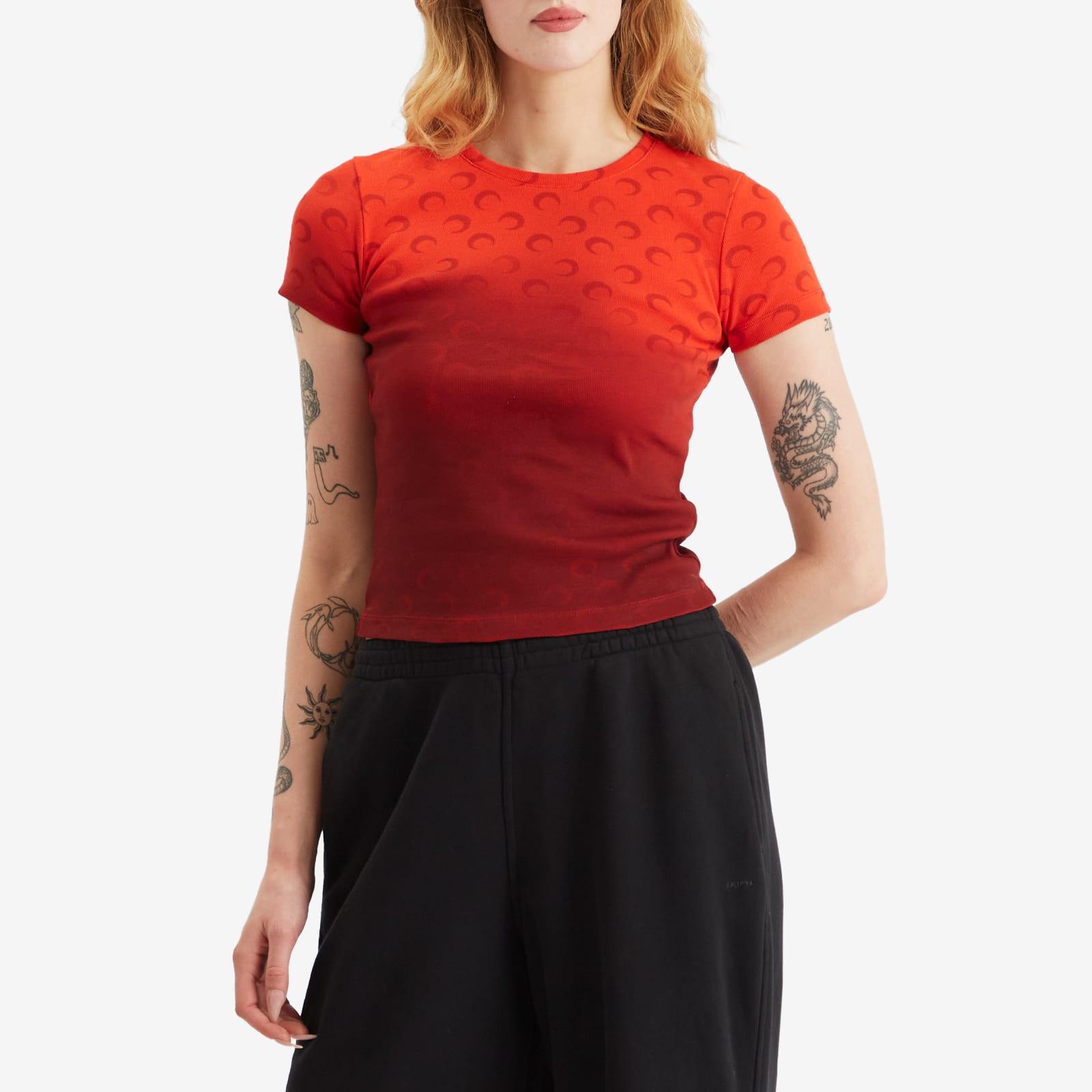 Marine Serre Moon Faded Jersey Baby Fit T-Shirt in Red | Lyst