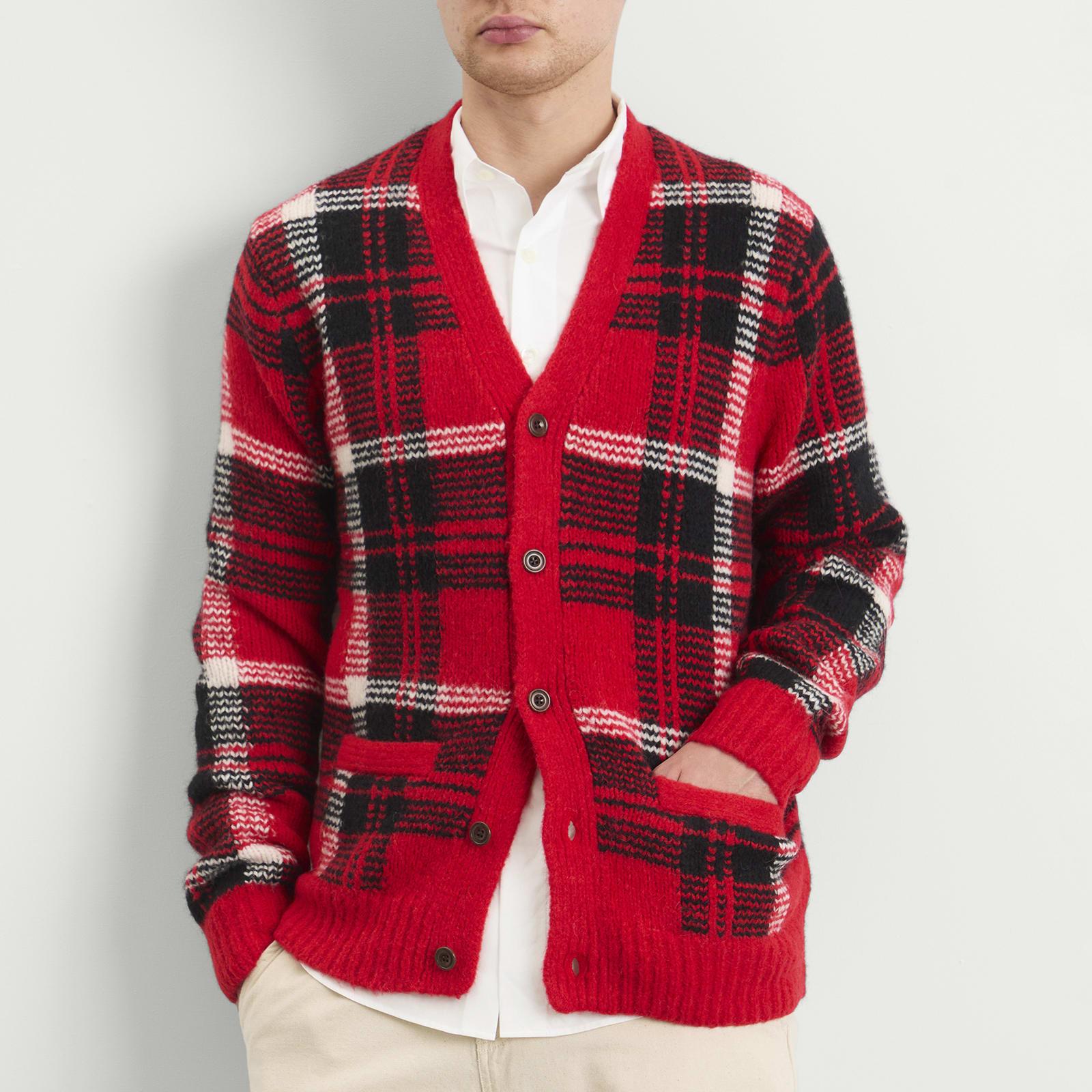 Polo Ralph Lauren Check Cardigan in Red for Men | Lyst