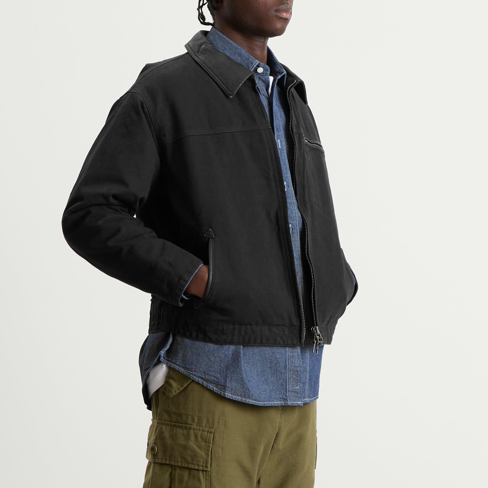 FRIZMWORKS Heavy Canvas Destroyed Work Jacket in Black for Men
