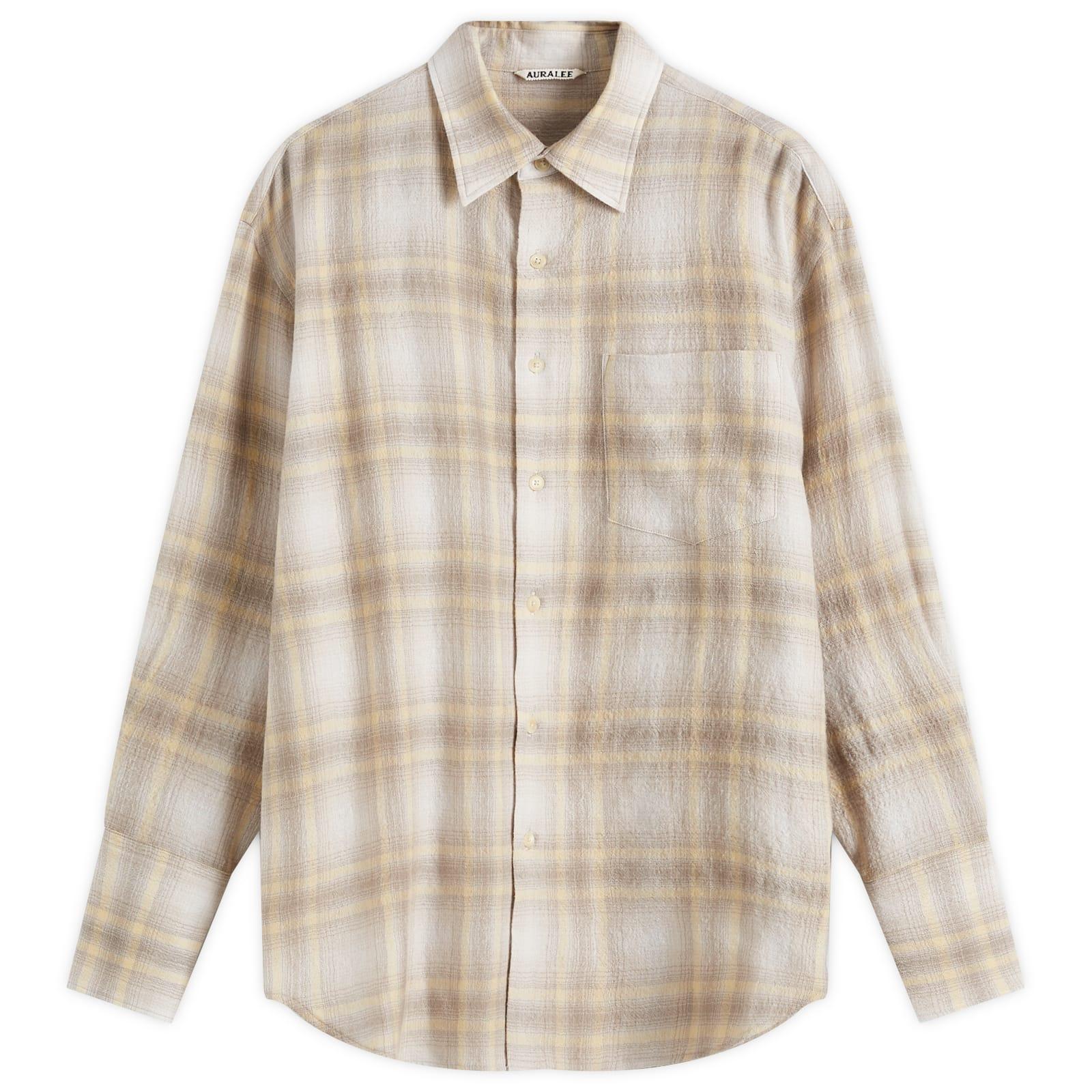 AURALEE Airy Wool Check Shirt in Natural | Lyst