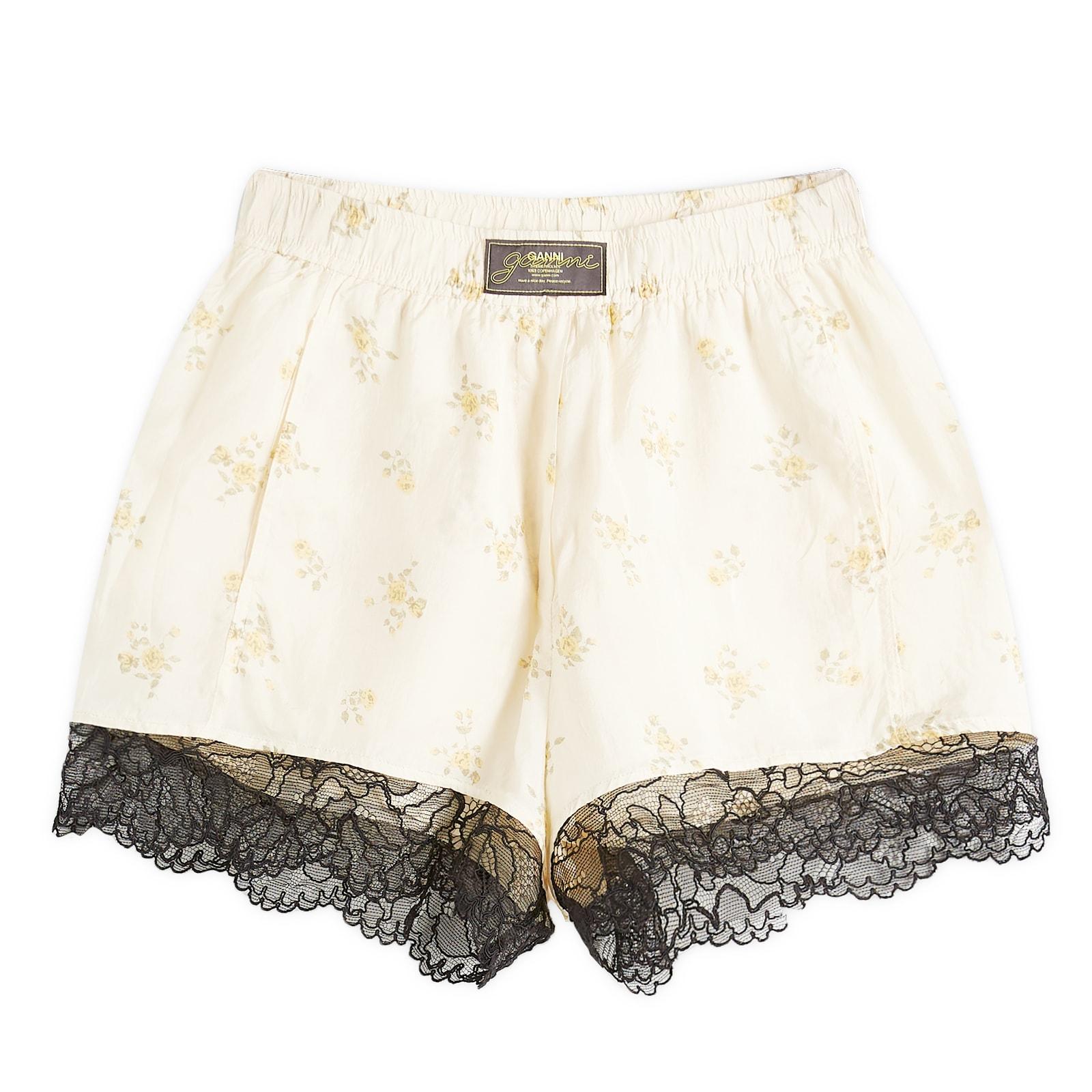 ショートパンツ GANNI Printed Viscose Habotai Elasticated Shorts Ganni Printed Viscose Habotai Elasticated Shorts in White | Lyst