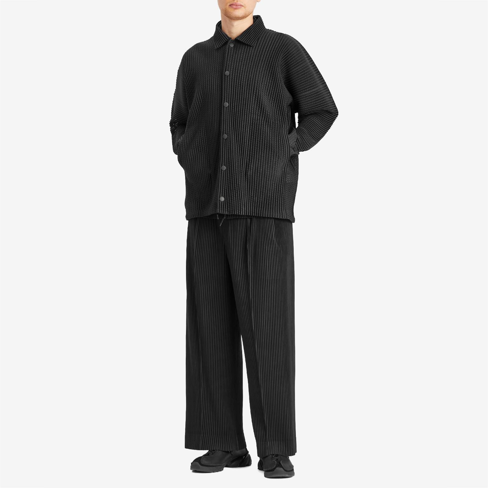 Homme Plissé Issey Miyake Pleated Mesh Coach Jacket in Black for