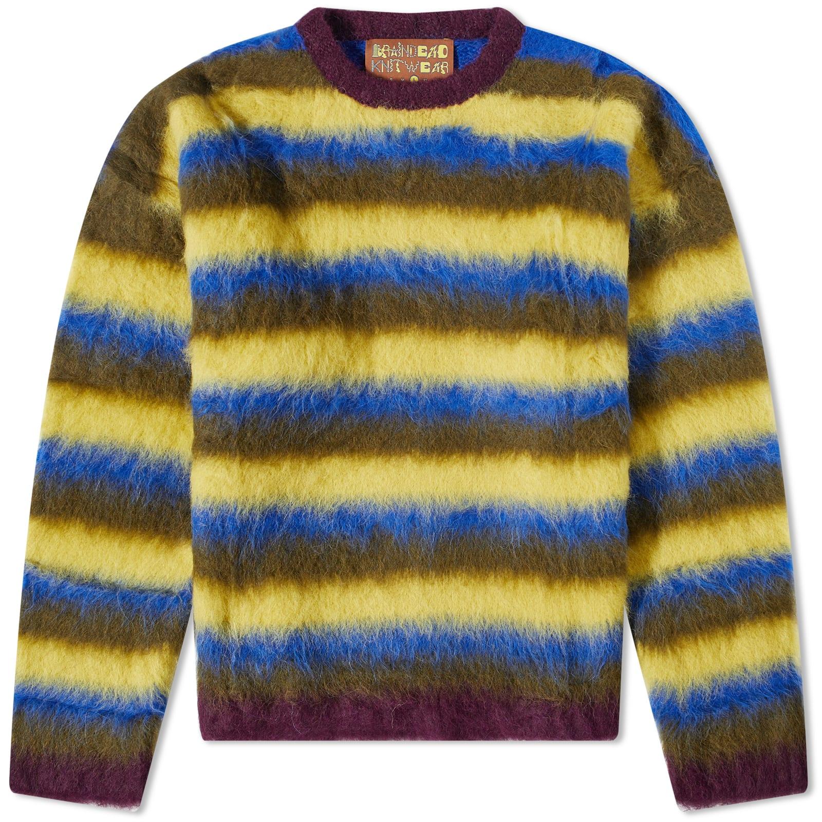 Brain Dead Blurry Lines Alpaca Crew Knit in Yellow for Men | Lyst