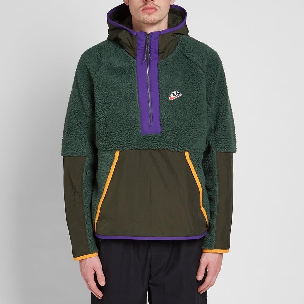 Nike Fleece Heritage Sherpa Half Zip Hoody in Green for Men | Lyst