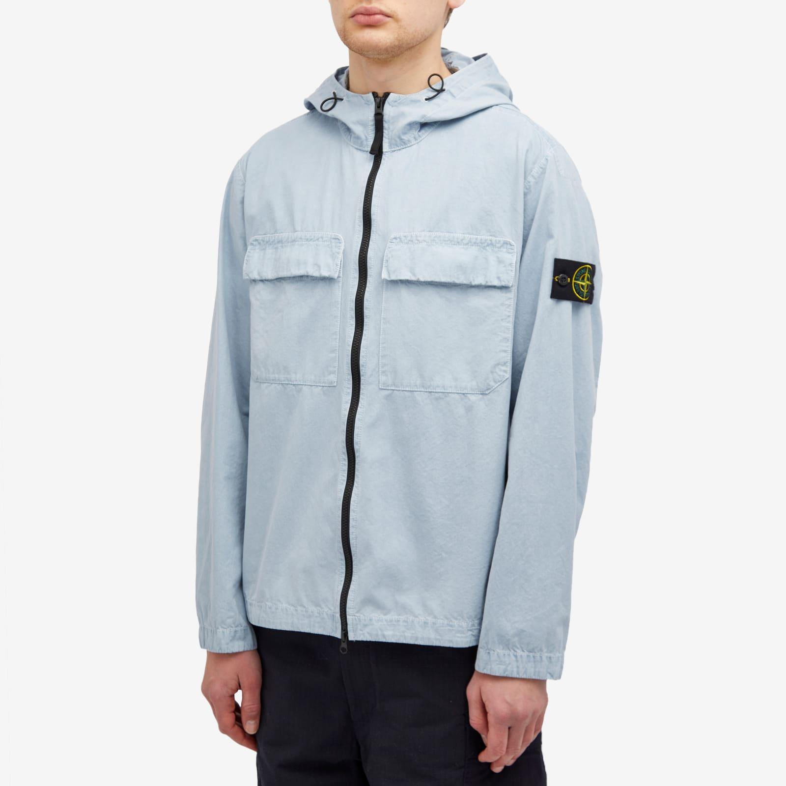 Stone Island Brushed Cotton Canvas Hooded Overshirt in Blue for - Main Image