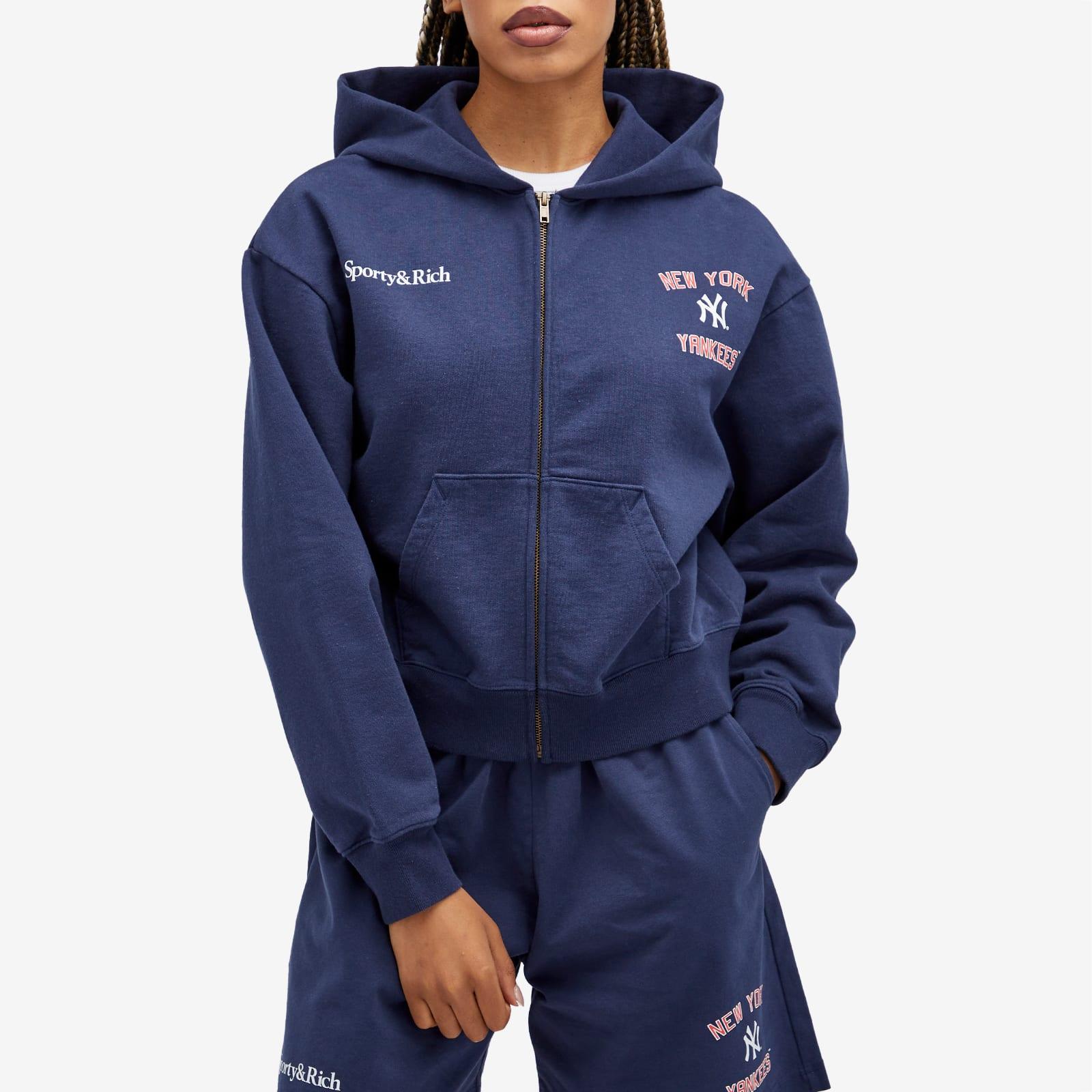 Sporty & Rich Home Run Cropped Zip Hoodie in Blue | Lyst