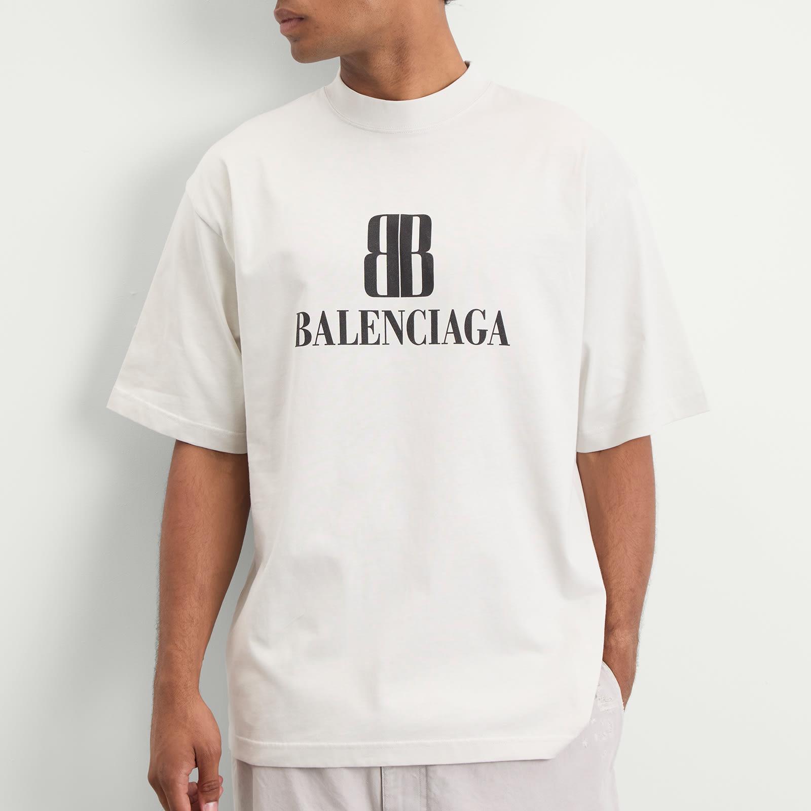 BALENCIAGA バレンシアガ T-shirts and Polos White Balenciaga Paris Logo T-Shirt 'White' 612966TKV869040