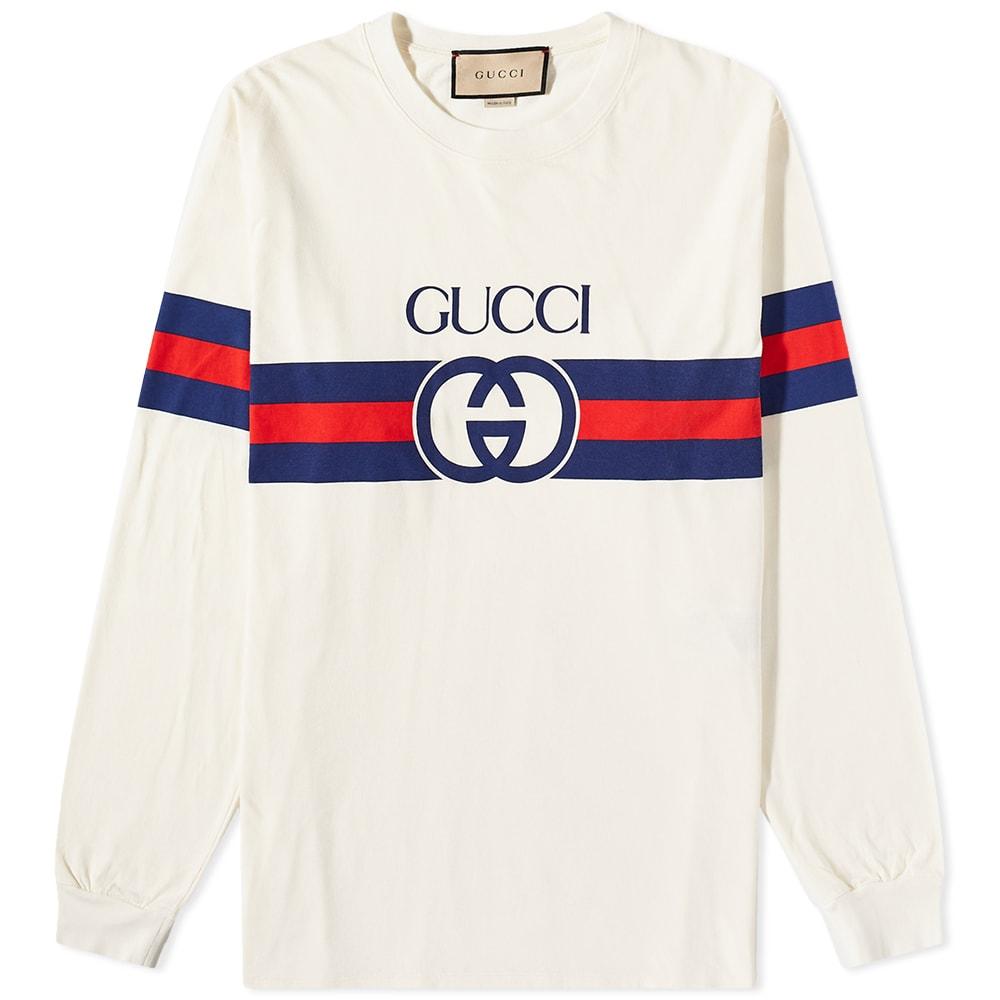 Gucci Long Sleeve New Logo T-shirt in White for Men | Lyst