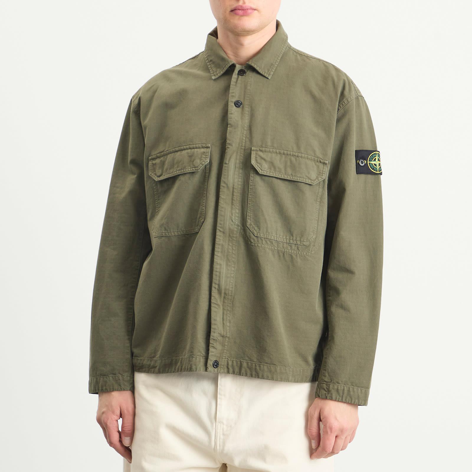 Stone Island Ripstop Zip Shirt Jacket in Green for Men | Lyst