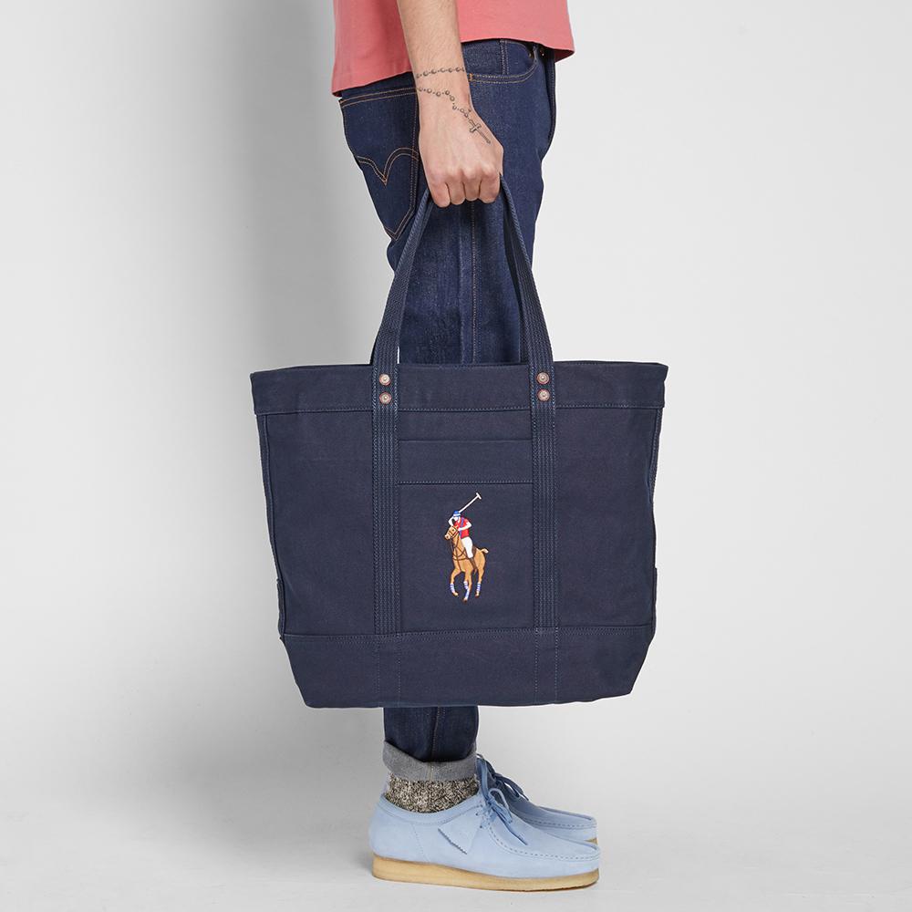 Polo Ralph Lauren Cotton Embroidered Tote Bag in Blue - Lyst