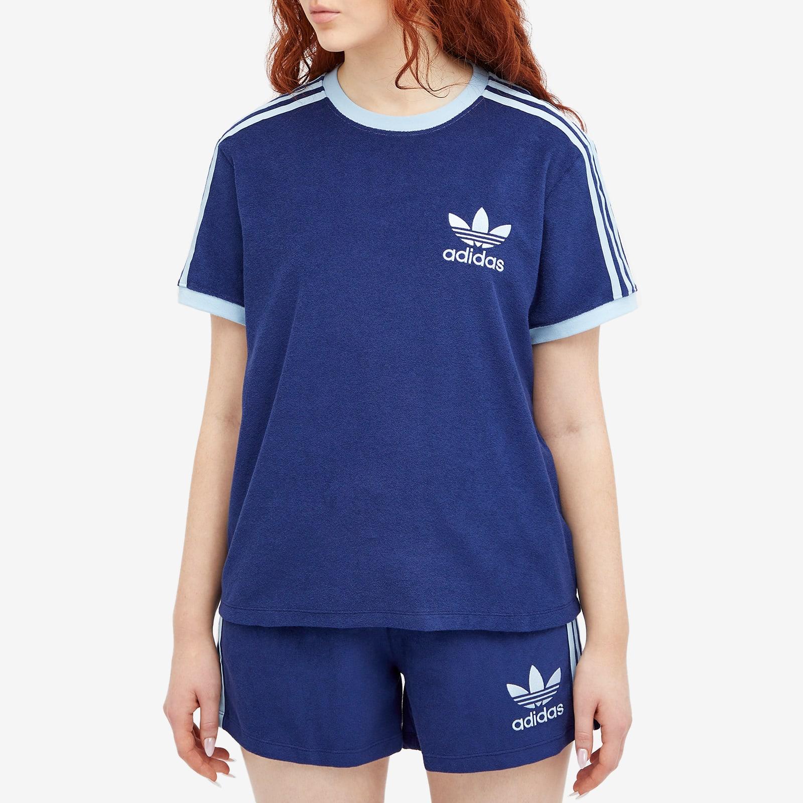 adidas Terry 3 Stripe T-Shirt in Blue | Lyst