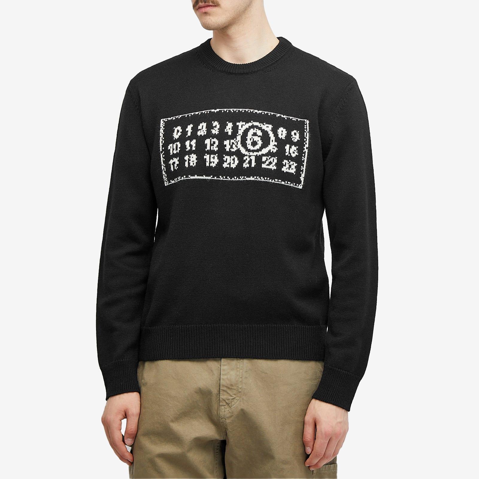 MM6 by Maison Martin Margiela Jacquard Number Logo Jumper in Black 