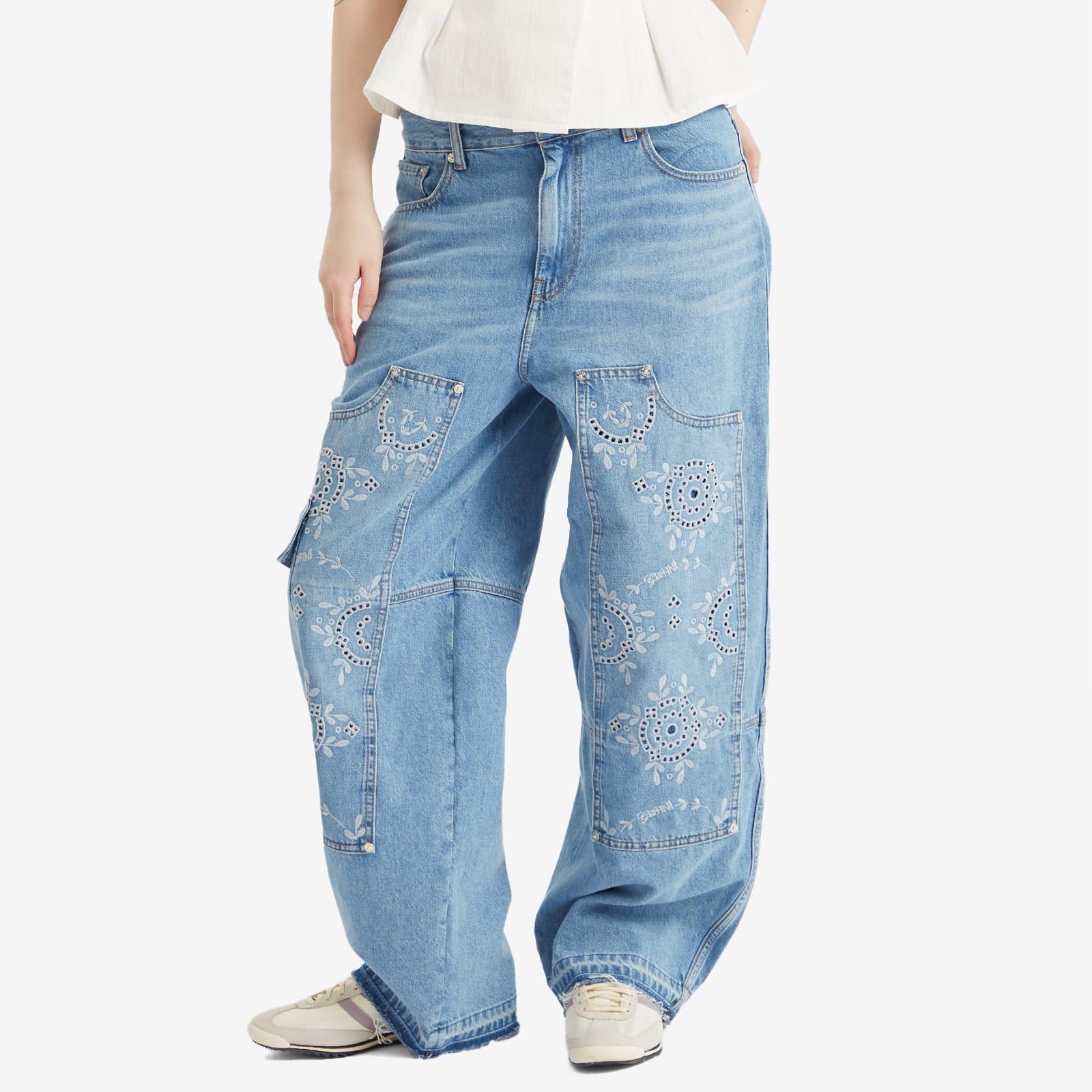 『GANNI』ガニー Broderie Anglaise Denim Carpenter ジーンズ GANNI】Light Blue Broderie Anglaise Denim Carpenter Jeans