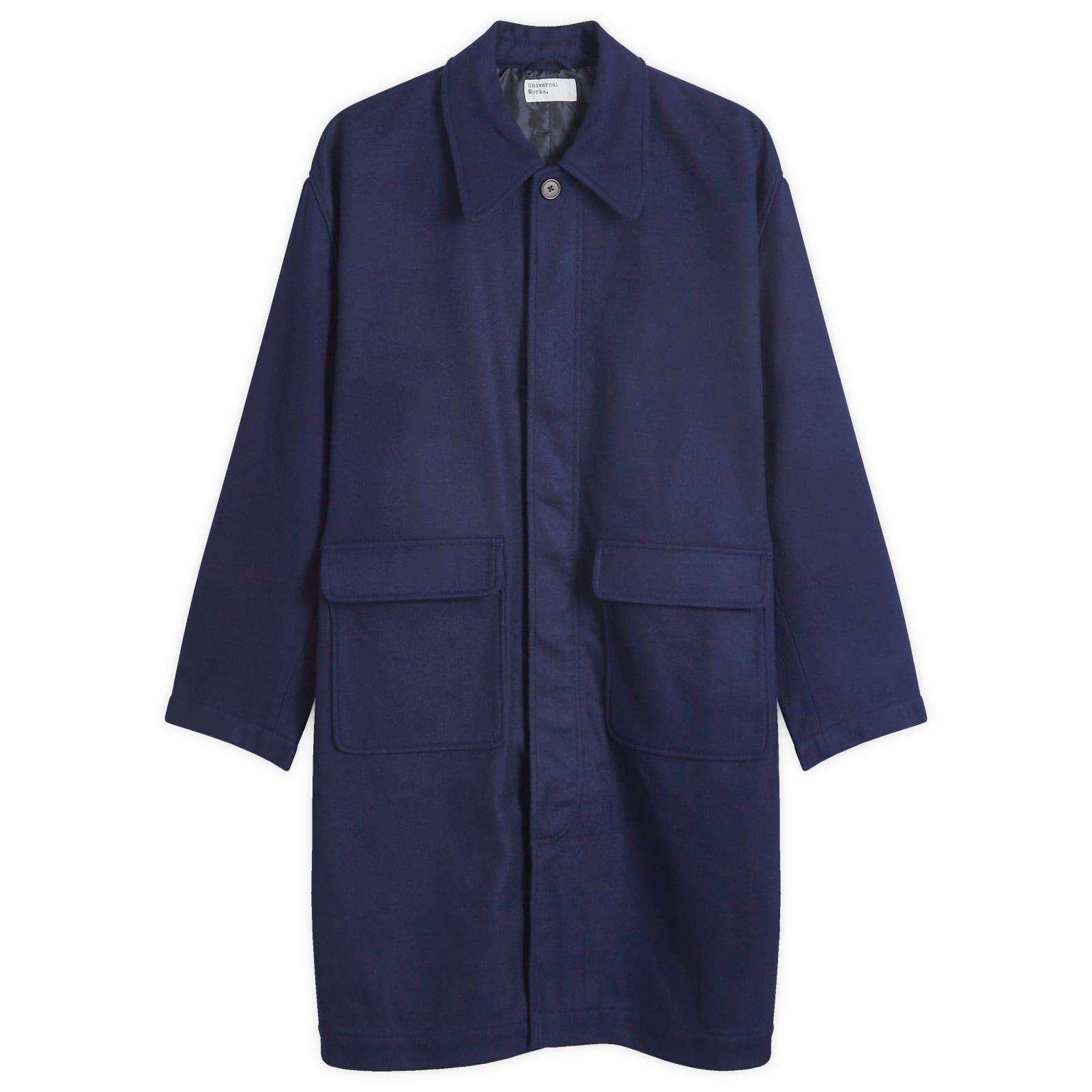 Universal Works Melton Wool Account Coat in Blue for Men | Lyst