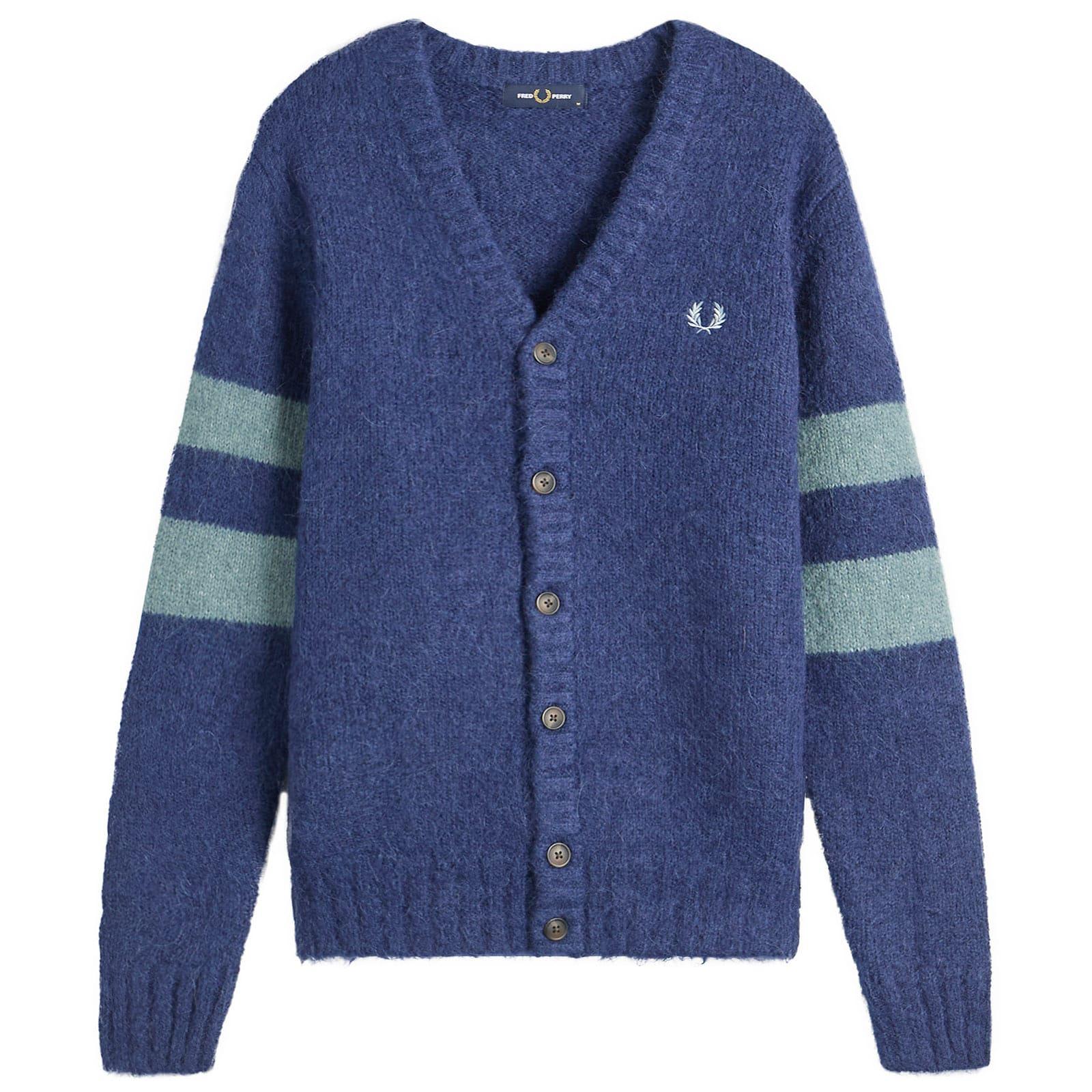 Fred Perry Chunky Tipped Sleeve Alpaca Cardigan in Blue for Men 