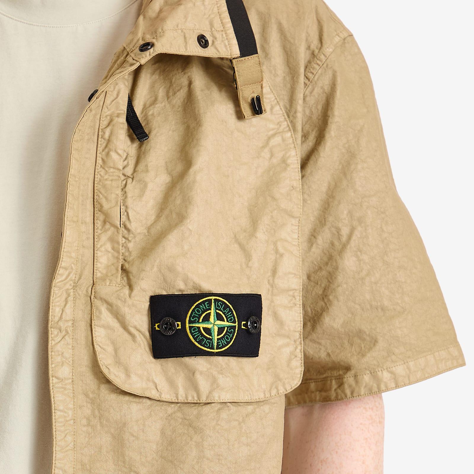 Stone Island Organic Nylon Panama-Tc Short Sleeve Shirt in Natural