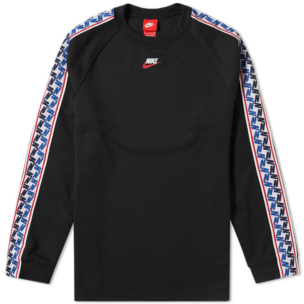 nike long sleeve top with taped side stripe in red