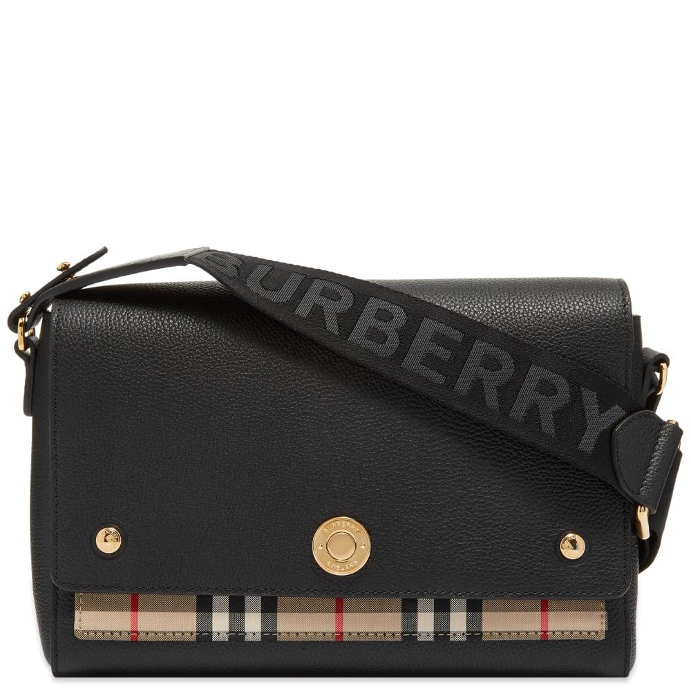 vintage check and leather crossbody bolsa