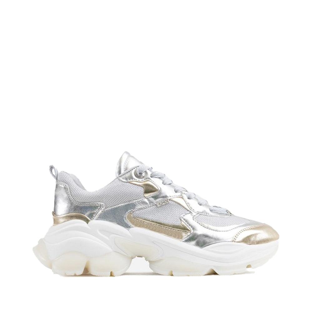 Linny Silver Chunky Sneakers in White | Lyst
