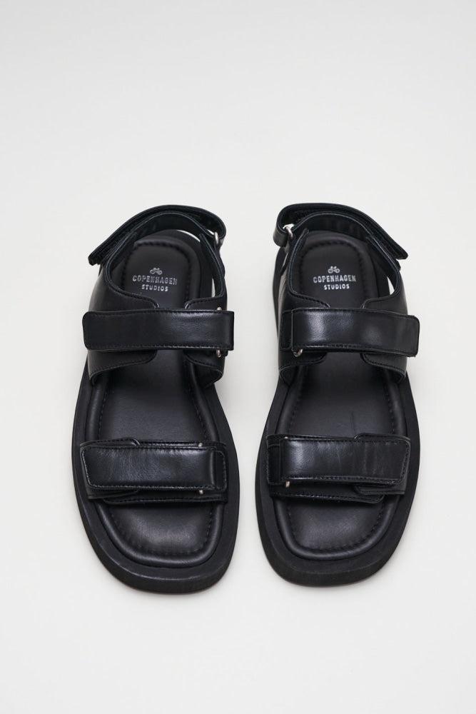 COPENHAGEN Nappa Black Velcro Straps Chunky Sandals | Lyst