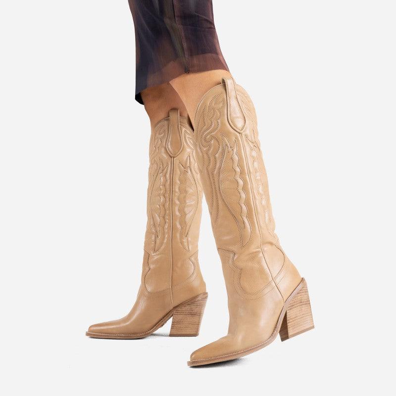 Bronx New Kole Camel High Western Boots in Natural | Lyst