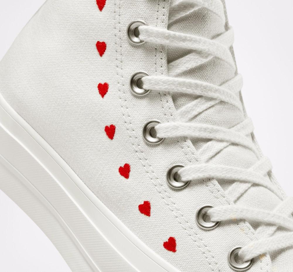 Chuck Taylor All Star Lift Platform Embroidered Hearts High Top In Vintage  White/University Red/Cherry Blossom Converse Canada 