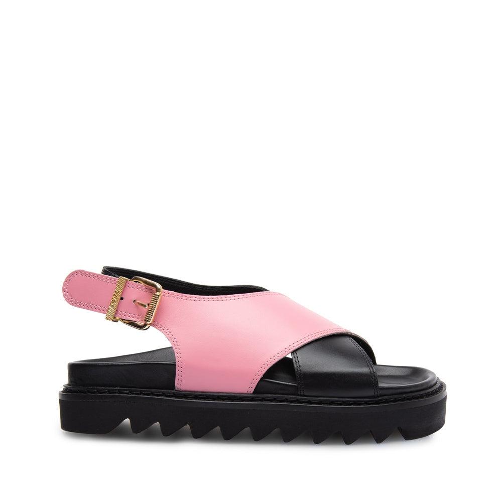 Last Diana Black Pink Leather Chunky Sandals | Lyst