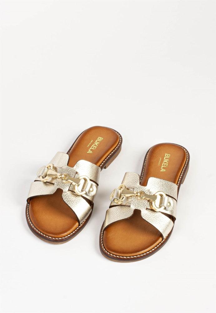 Holly Leather Slides Natural | Lyst