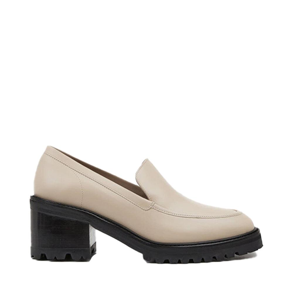 Flattered Saga Creme Leather Heeled Loafers Lyst UK