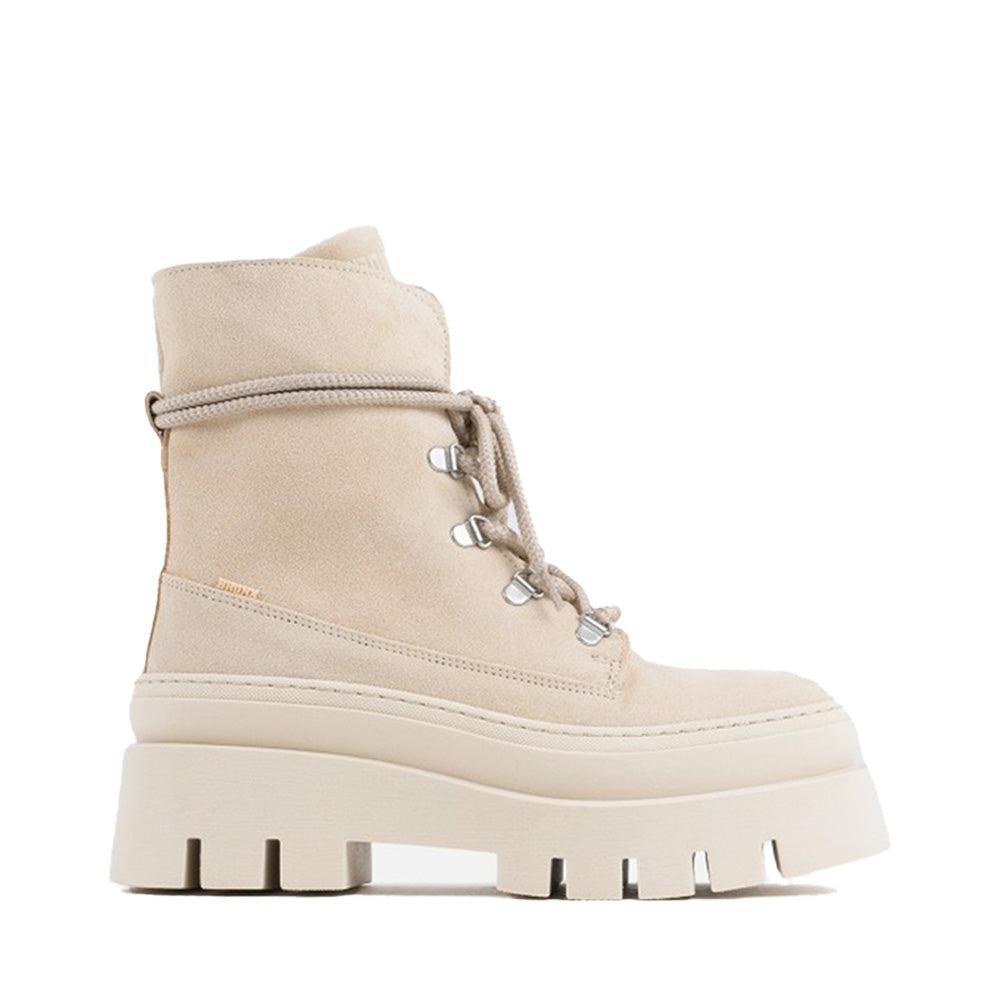 Bronx Evi Ann Creme White Suede Chunky Boots in Natural Lyst UK