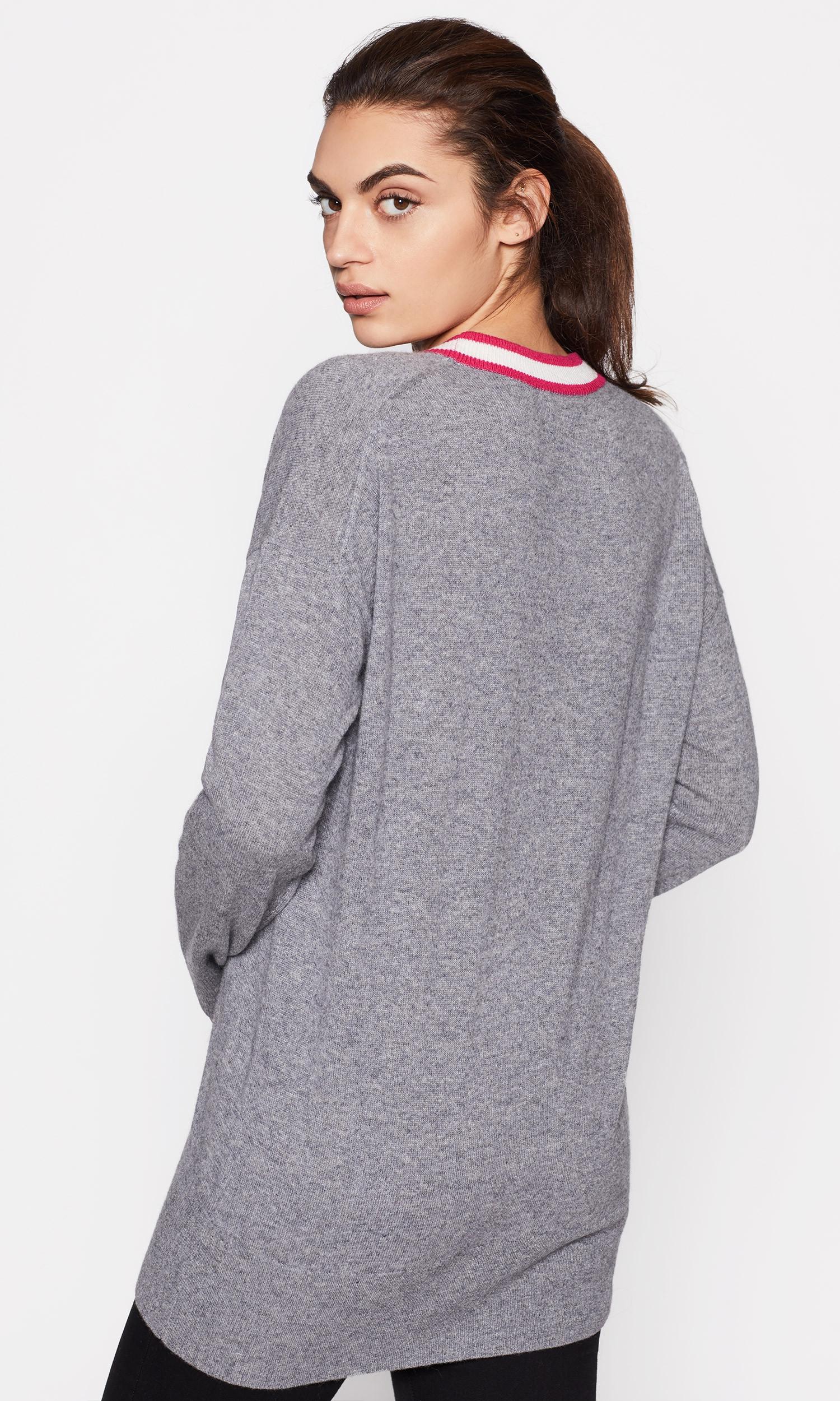 Equipment Gia Cardigan With Piping in Gray - Lyst