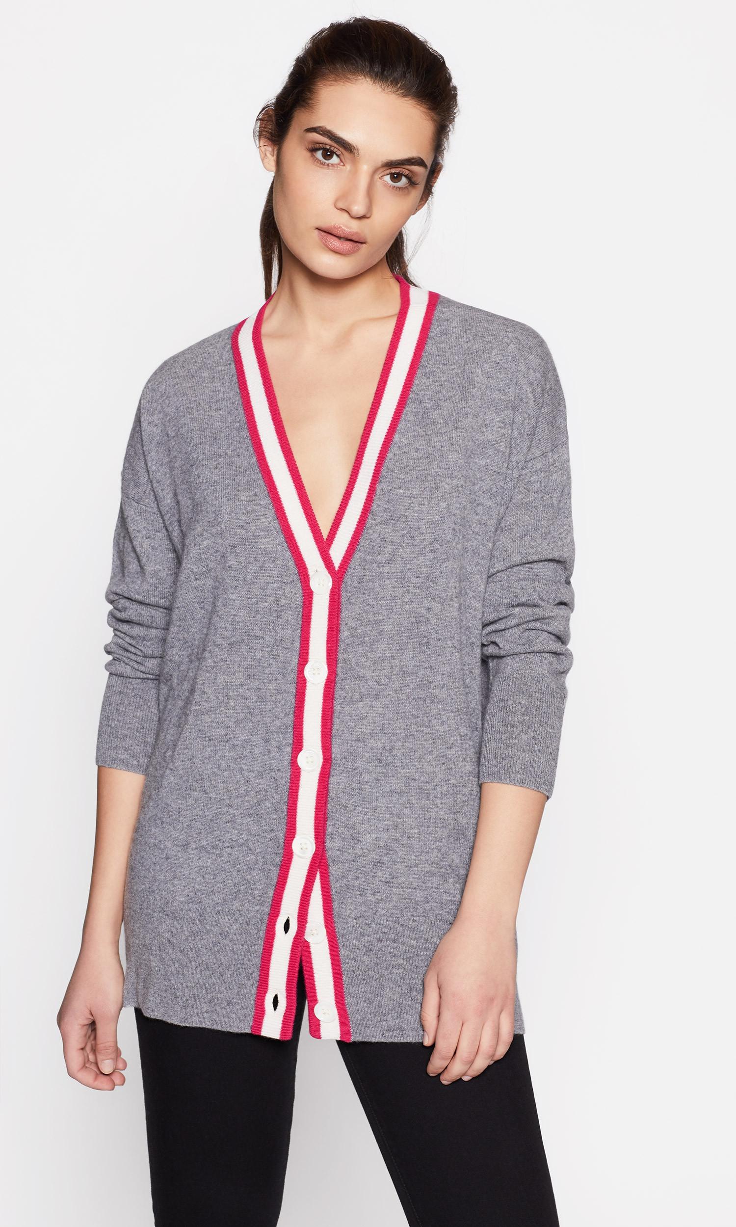 Equipment Gia Cardigan With Piping in Gray - Lyst