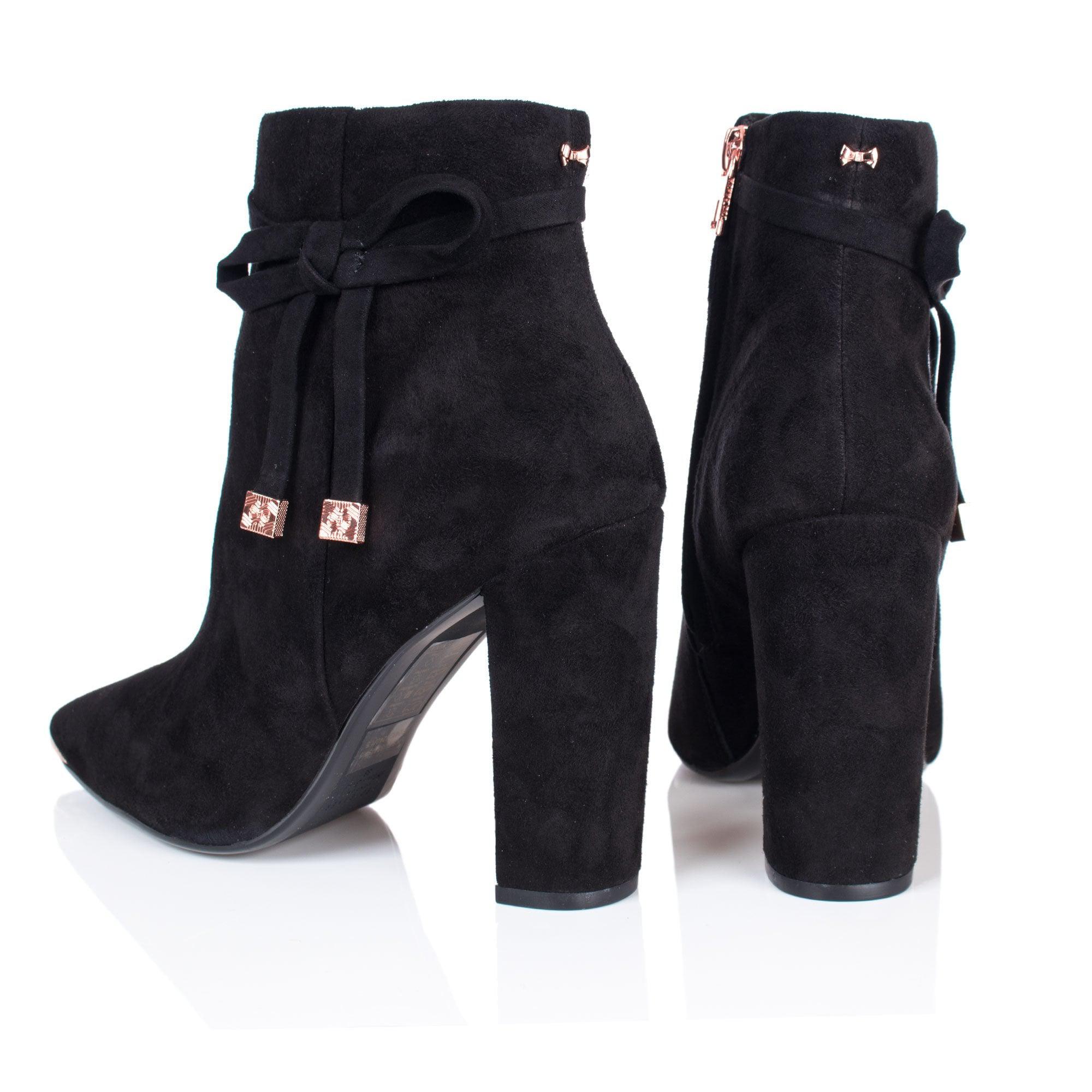 qatena suede bow detail ankle boots