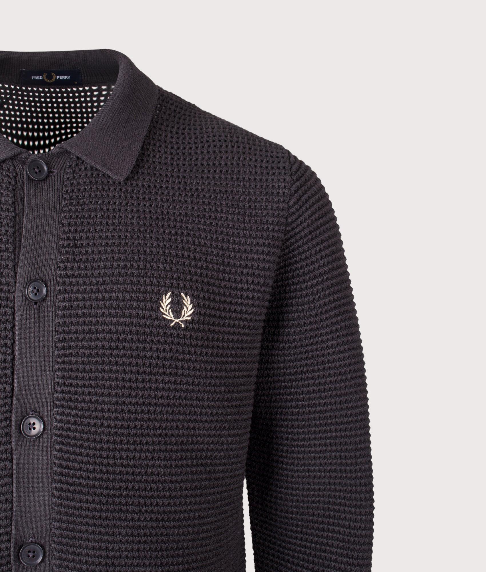 Fred Perry Pointelle Button Through Cardigan in Blue for Men Lyst UK