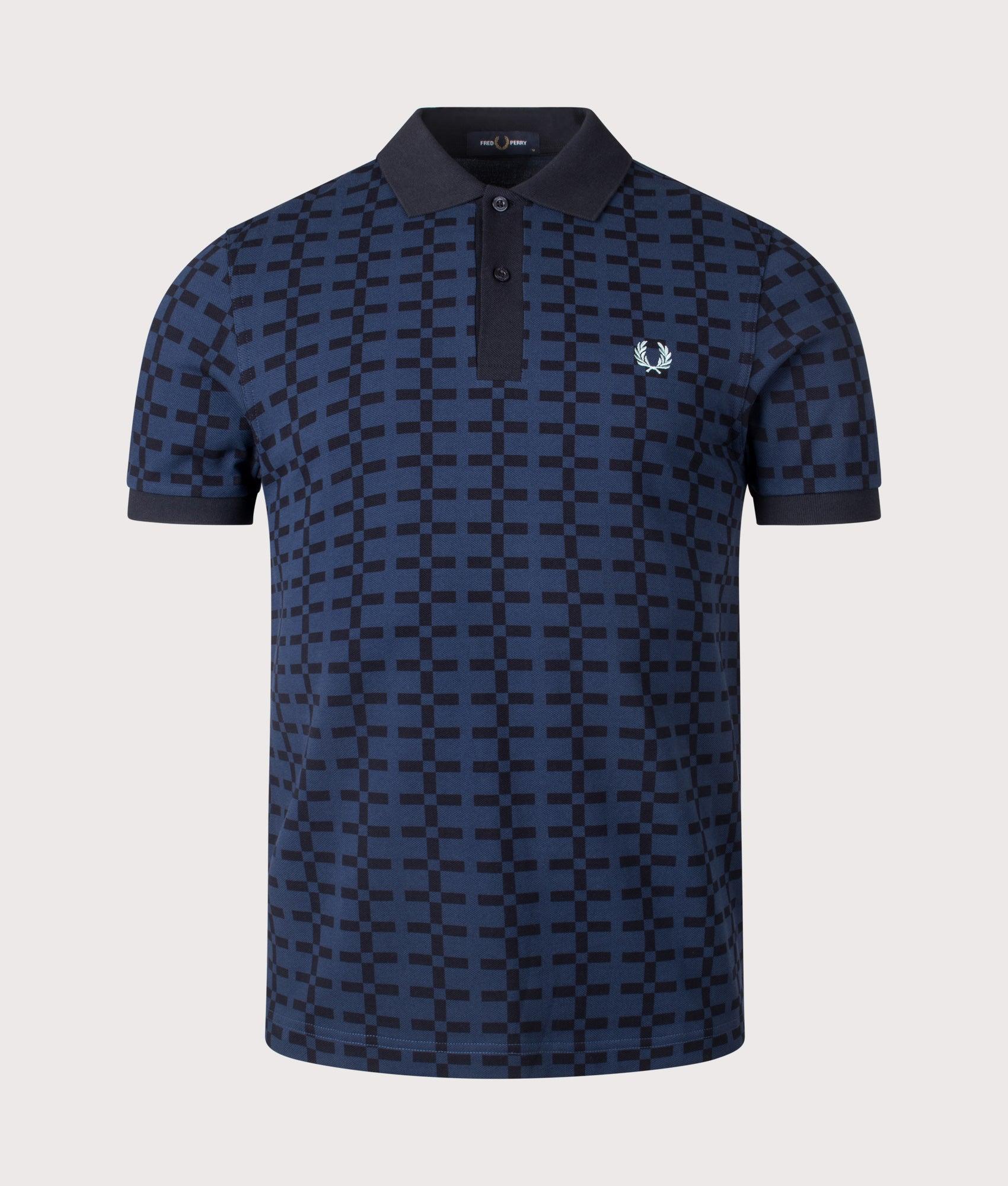 Fred Perry Jacquard Print Polo Shirt in Blue for Men | Lyst UK
