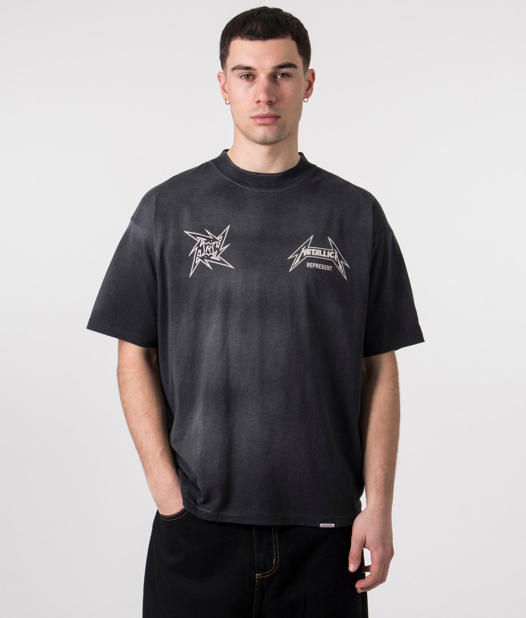 Represent Oversized Fit X Metallica Local Crew T-Shirt in Black