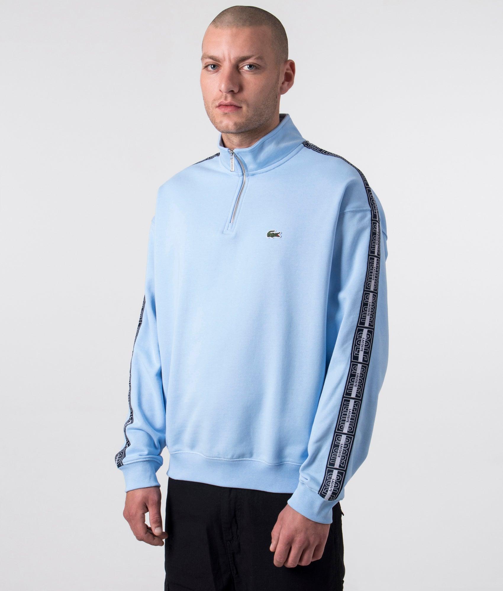 Lacoste Taped Quarter Zip Sweatshirt in Blue for Men Lyst UK